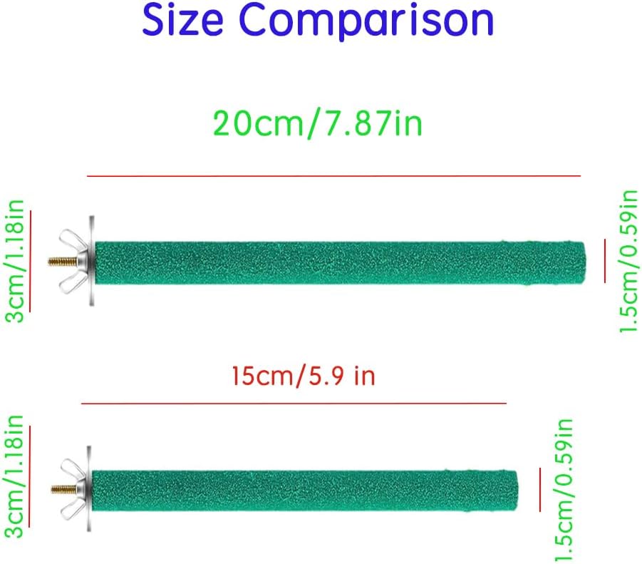 10 PCS Parrot Perch Stand Bird Perch Stand Toy Colorful Paw Grinding Stick Cage Wooden Parakeet Perch Accessories for Cockatiels (7.87in/0.59in)