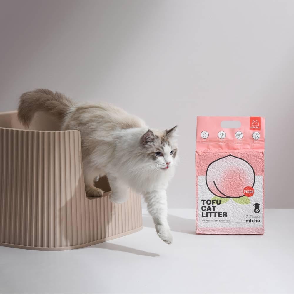 Tofu Cat Litter Natural Clumping Tofu Cat Litter, Fast Clumping and Easily Scoop-able 5.5lb/88oz 5 Scents - Greentea, 4 Pack