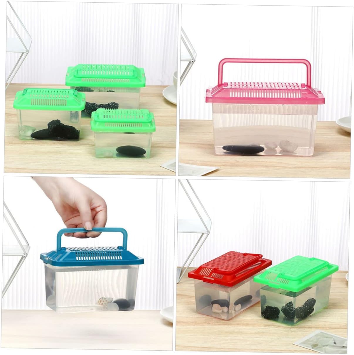 Plastic Turtle Fish Tank Plastic Handheld Fish Tank Portable Aquarium Clear Reptile Breed Container Cricket Keeper Lizard Tank Animals Turtle Tank Beard Leopard Print