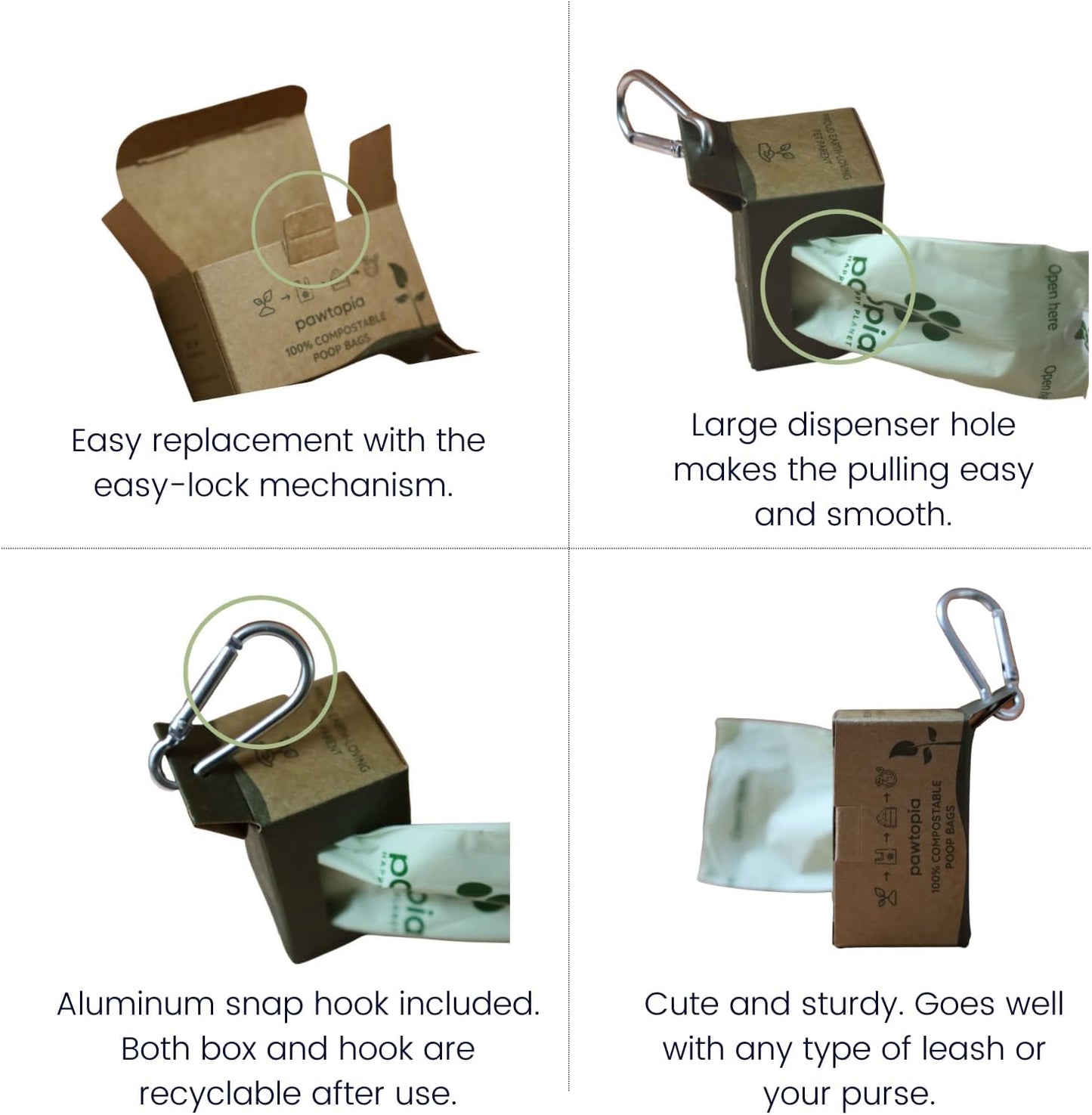 Pawtria Certified Home Compostable Dog Poop Bags (120) + Paper Dispenser, Biodegradable Poop Bags, Cat Litter, Vegetable Starches, Leak proof Dog Waste Bags, Easy to Open, Extra Thick