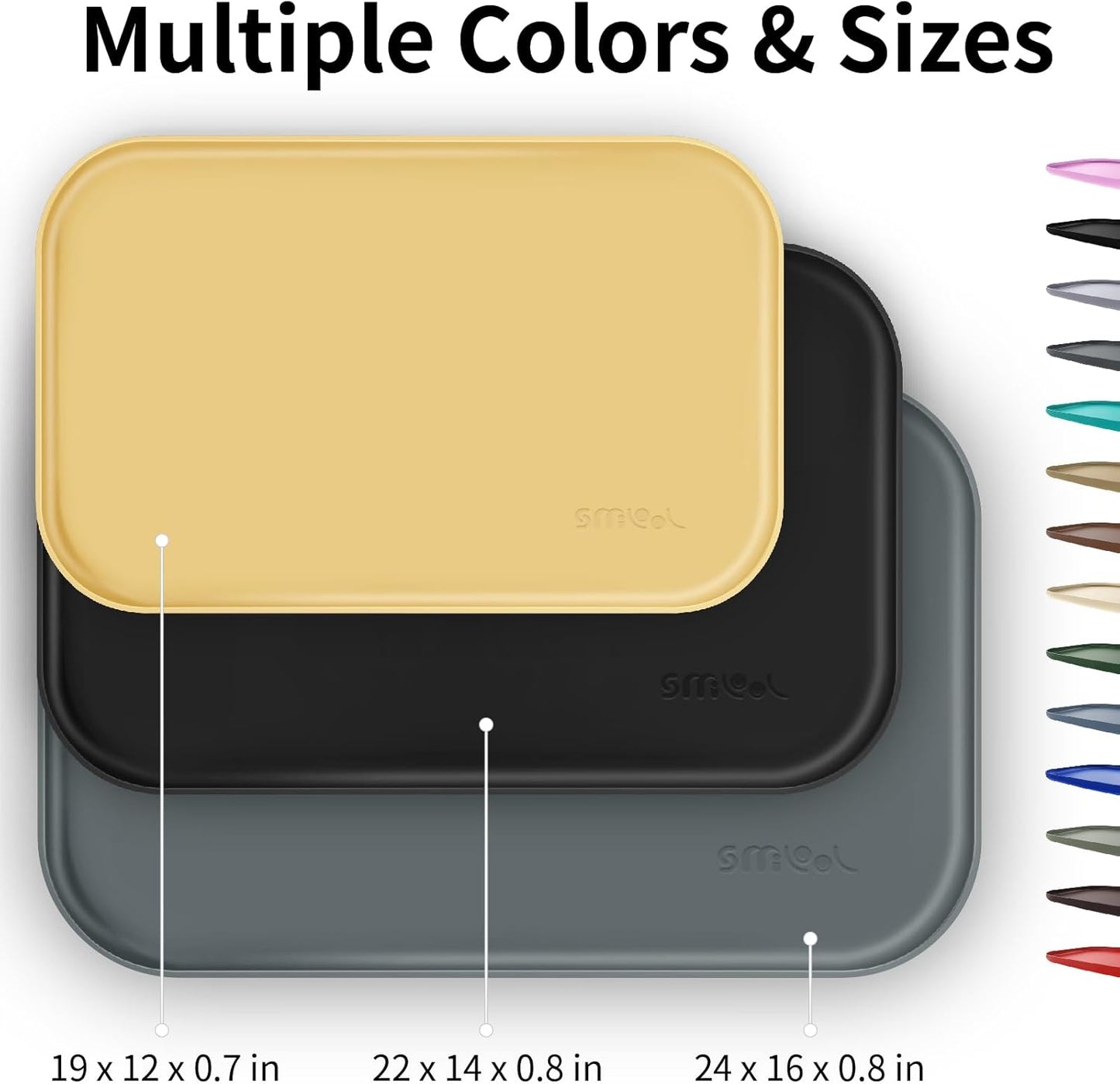 Silicone Pet Feeding Mat with Raised Edge for Food and Water, Dog Bowl Mats, Cat Bowls Placemat with High Lip for Floor Waterproof, Rubber Tray for Cats and Dogs 19 x 12 x0.7 Light Gray