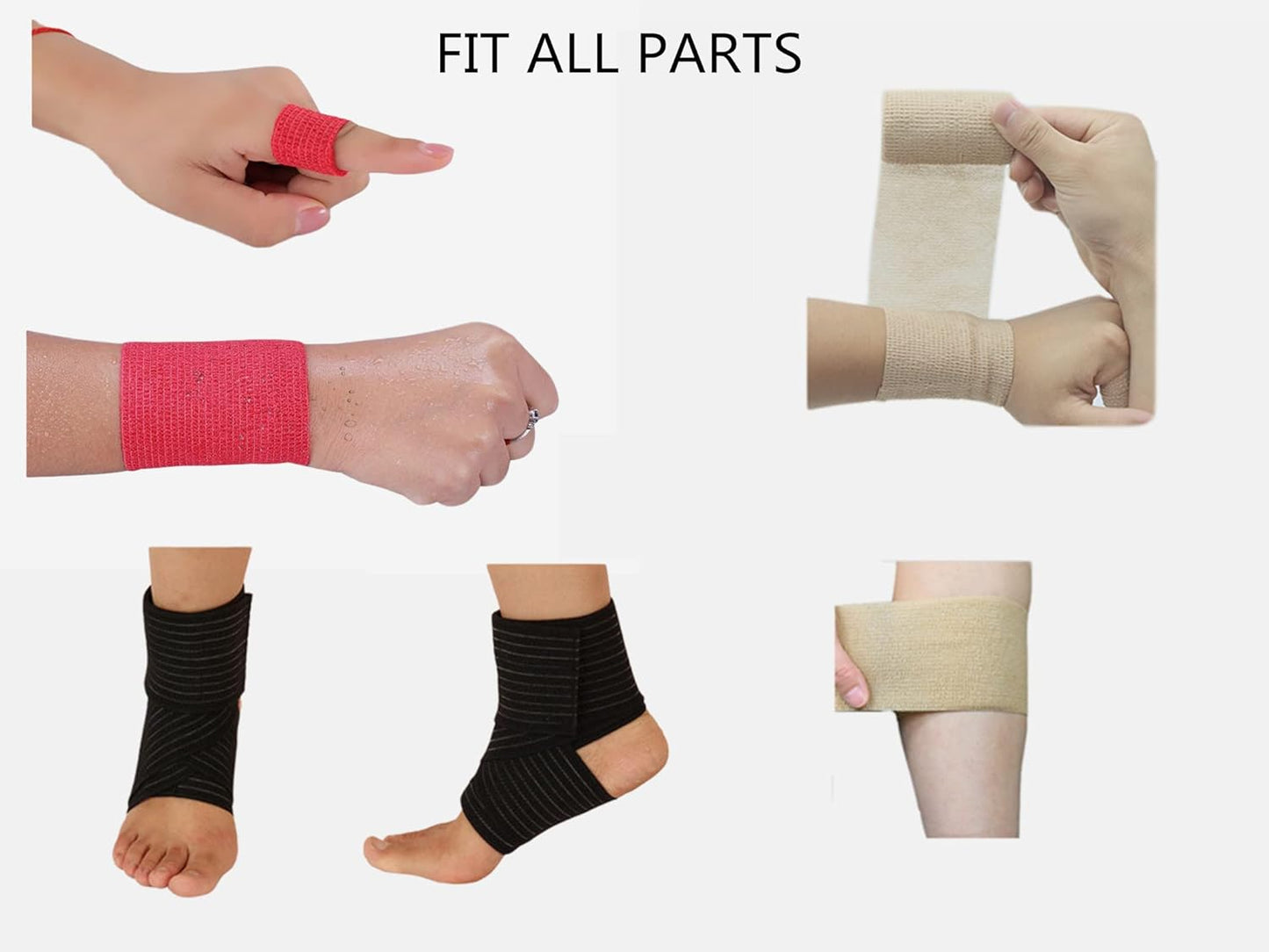 6 Pack 2" x 5 Yards Self Adhesive Bandage Wrap Breathable Cohesive Vet Wrap for Pets, Elastic Self-Adherent Tape for Sports, Wrist, Ankle (Orange)