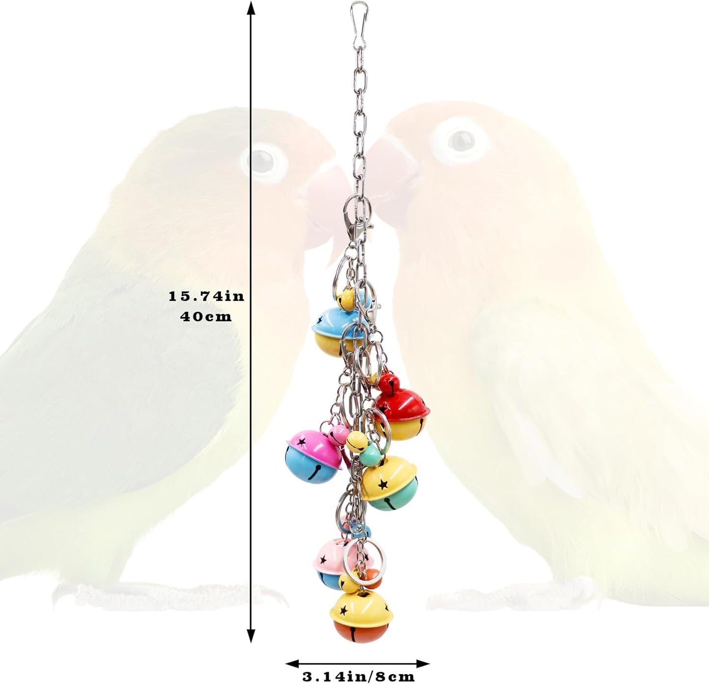 Oooct Bird Swing Bells Toys, Colorful Parrot Metal Bells, Hanging Bird Chewing Toys, Bird Cage Accessories, Suitable for Small to Medium Birds Budgie Lovebirds Conures Parakeets Cockatiels Rats
