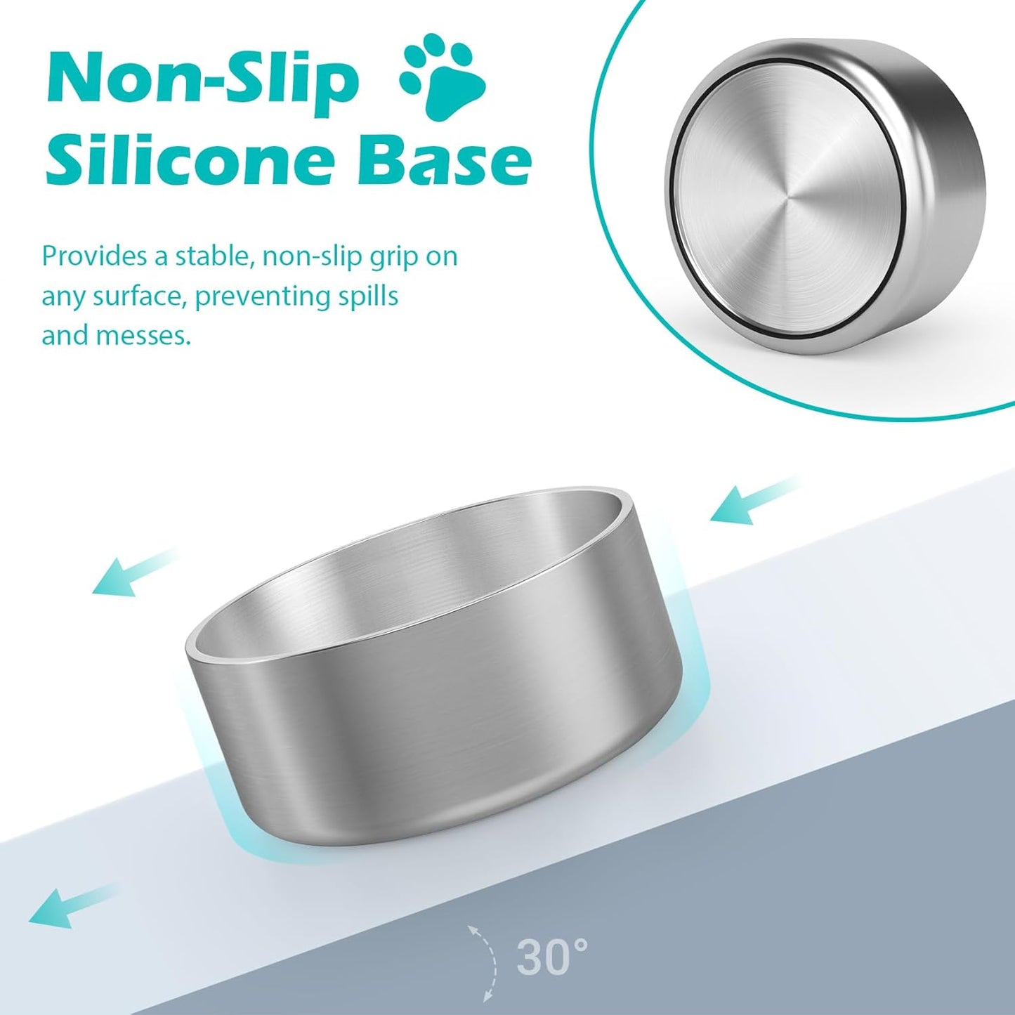 LIANLAI Stainless Steel Dog Bowls, Rust-Resistant Metal Large Dog Bowl, Double-Walled Puppy Water Bowl, Ideal Bowls Large Sized(64 oz)