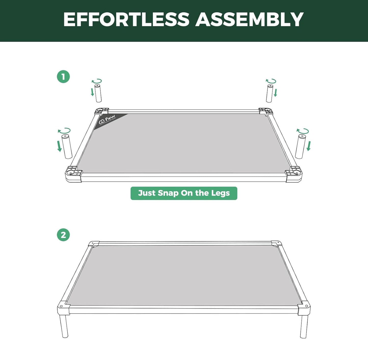 FXW TitanNest Chew-Proof Elevated Dog Bed, Raised Cot for Indoor/Outdoor/Camping Use, Durable & Waterproof Cooling Pet Bed for Toy Dogs, 24.0" L x 20.0" W x 4.1" H, Black