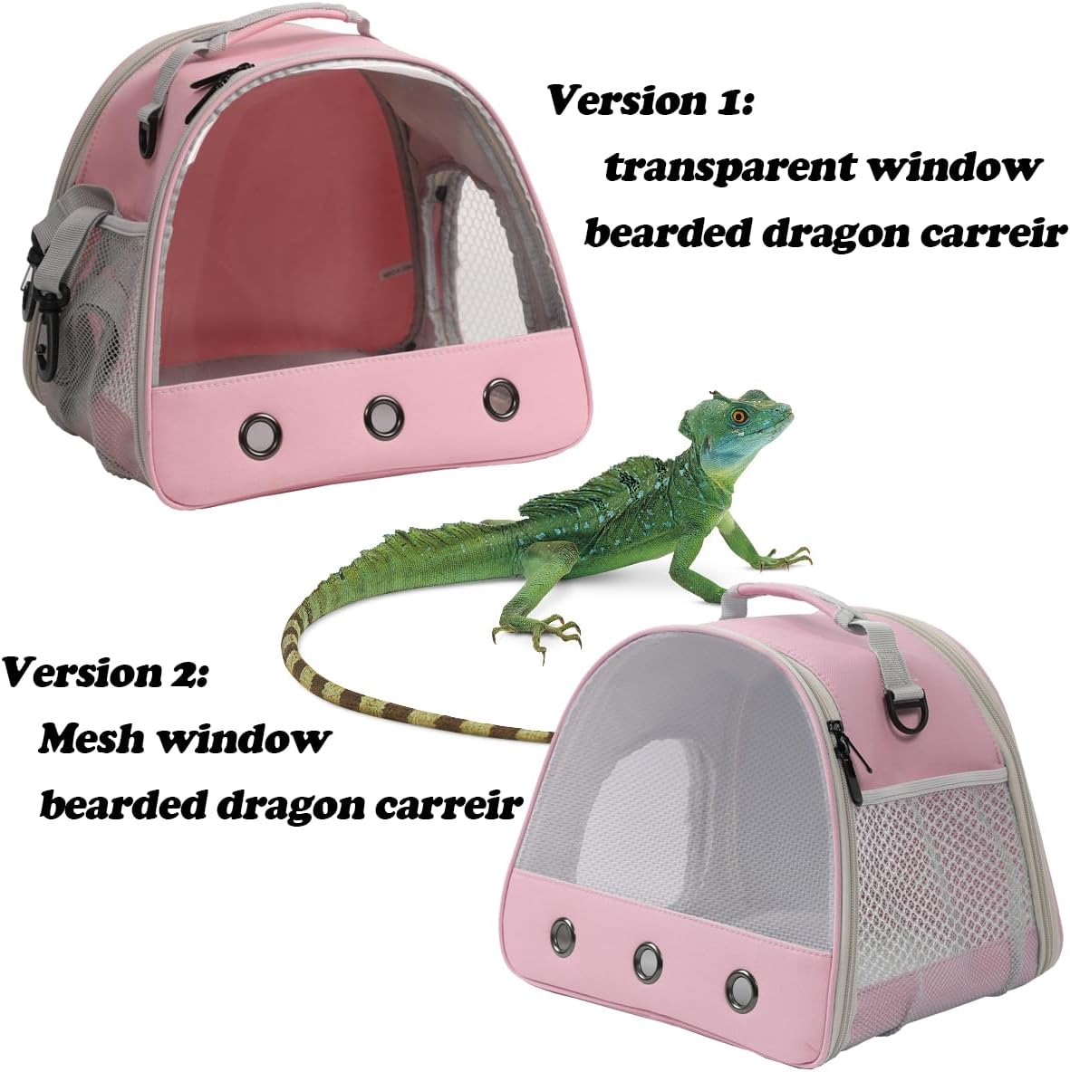 Ventilation Carrier for Bearded Dragon,Guinea Pig Carrier,Guinea Pig Carrier for 2,Reptile Travel Carrier for Lizards Sugar Glider Hedgehog Rat Parrot Birds,Airline Approved Pink