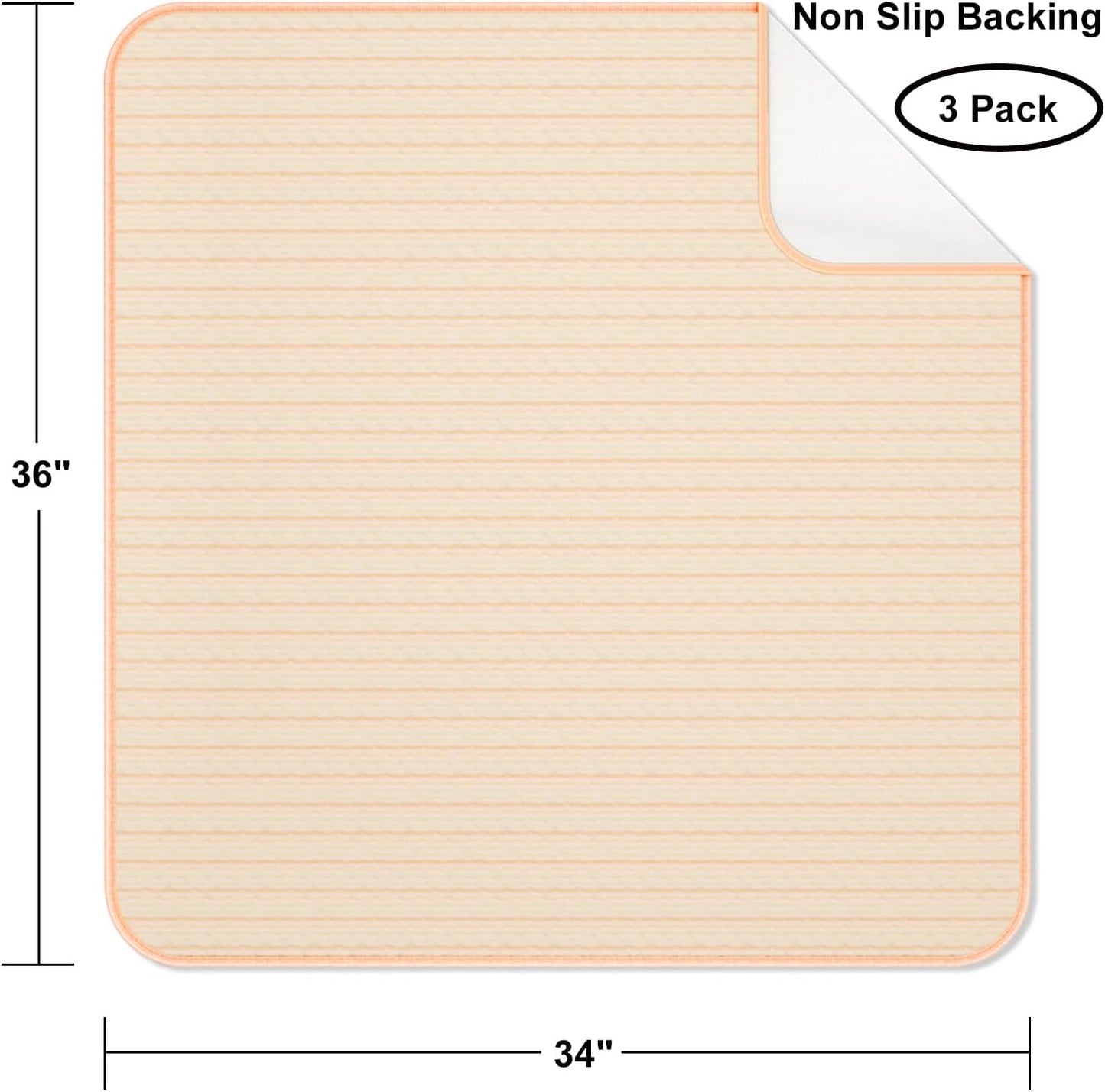 Bed Pads for Incontinence Washable Waterproof, 36" x 34" (Pack of 3) - Reusable Medium Bamboo Fiber Pee Pads for Adults, Women, Elderly, Pet, 4-Layer Underpads for Sofa, Couch, Furniture - KELISITING