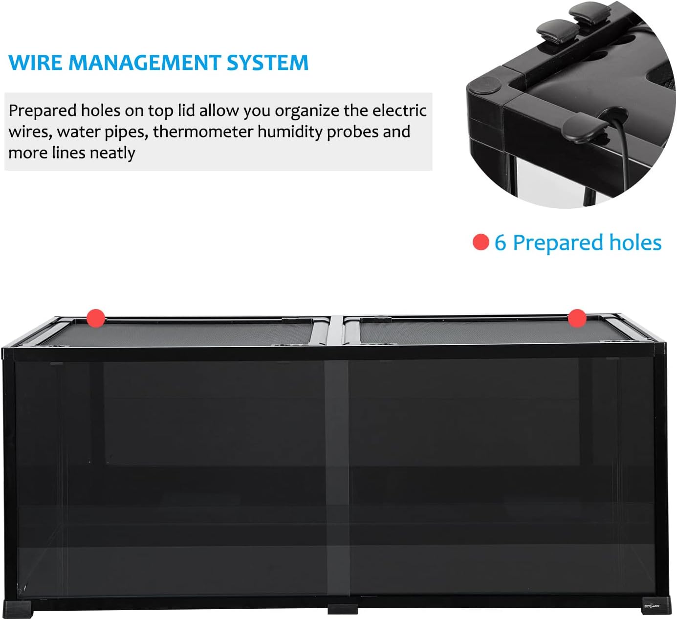 REPTI ZOO 68 Gallon Reptile Terrariums, 48" X 18" X 18" Reptiles Tanks Enclosure for Bearded Dragon Ball Python Snake, Black-Tinted ECO Glass Reptile Habitat with Sliding Door & Top Screen Ventilation