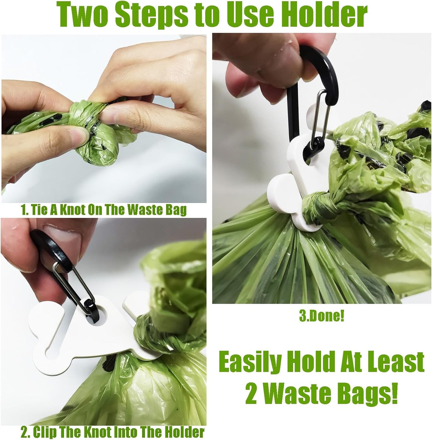 Dog Poop Bag Holder for Leash Attachment Dog Poop Bag Dispenser Dog Waste Bag Dispensers Dog Poop Bag Holders Fit Dog Leash Accessory With Hand Free Holder Carriers, Black