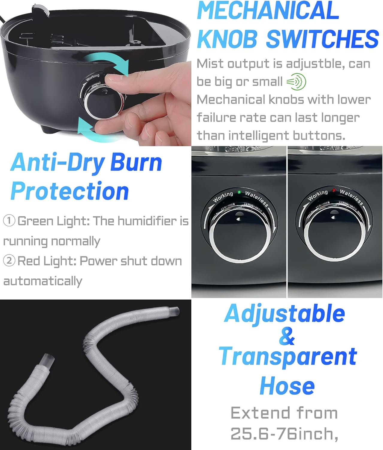 Top fill Reptile Fogger Terrariums Humidifier Fog Machine Mister with 4L Visible Large Tank & Extension Hoses, Suitable for Terrariums & Enclosures, Ideal for Reptiles/Amphibians/Herps/Vivarium/Moss