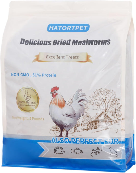 Dried Mealworms 5LB Pure Natural Non-GMO Mealworms for Chickens High Protein Chickens Feed Meal Worms for Laying Hens Wild Birds