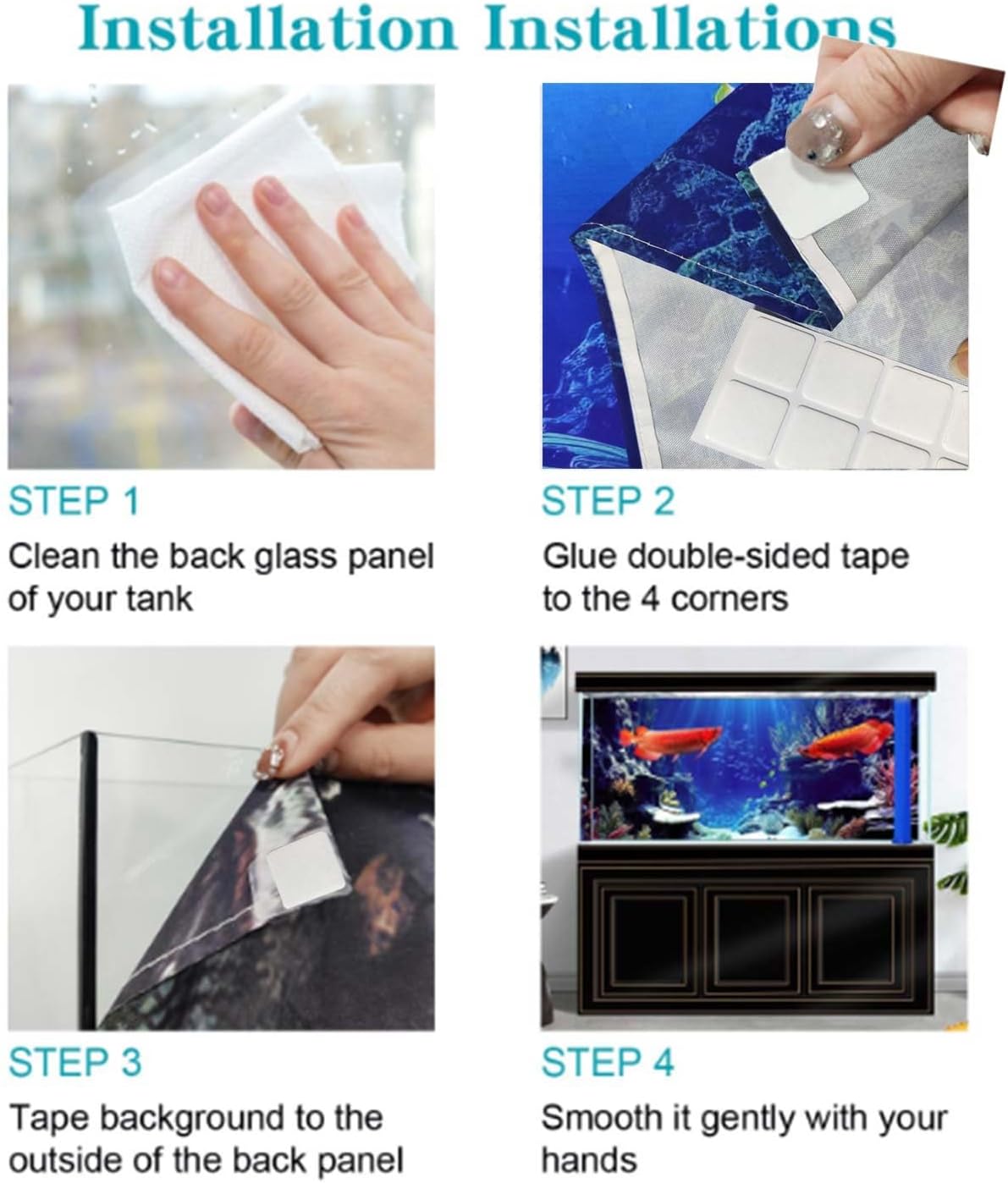 48X18IN Blacklight Octopus Sea Monster HD 3D Black Light Aquarium Background UV Reactive Background Terrarium Background with 10 EVA Double-Sided Tape