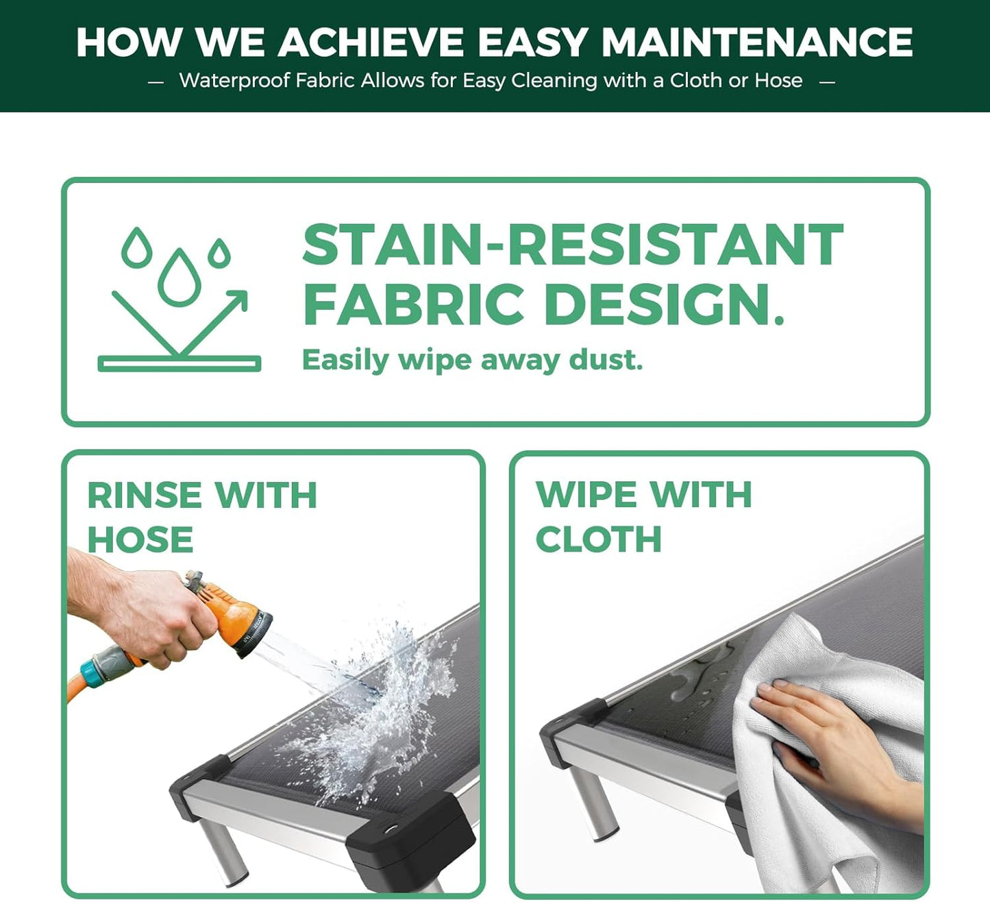 FXW TitanNest Chew-Proof Elevated Dog Bed, Raised Cot for Indoor/Outdoor/Camping Use, Durable & Washable Padded Pet Bed for Medium Dogs, 42.0" L x 27.0" W x 5.0" H, Gray