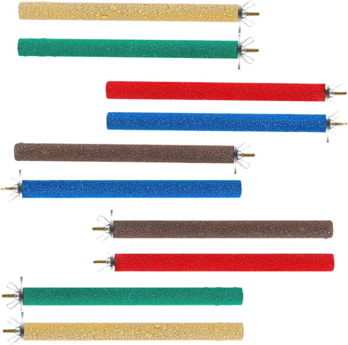 10 PCS Parrot Perch Stand Bird Perch Stand Toy Colorful Paw Grinding Stick Cage Wooden Parakeet Perch Accessories for Cockatiels (7.87in/0.59in)