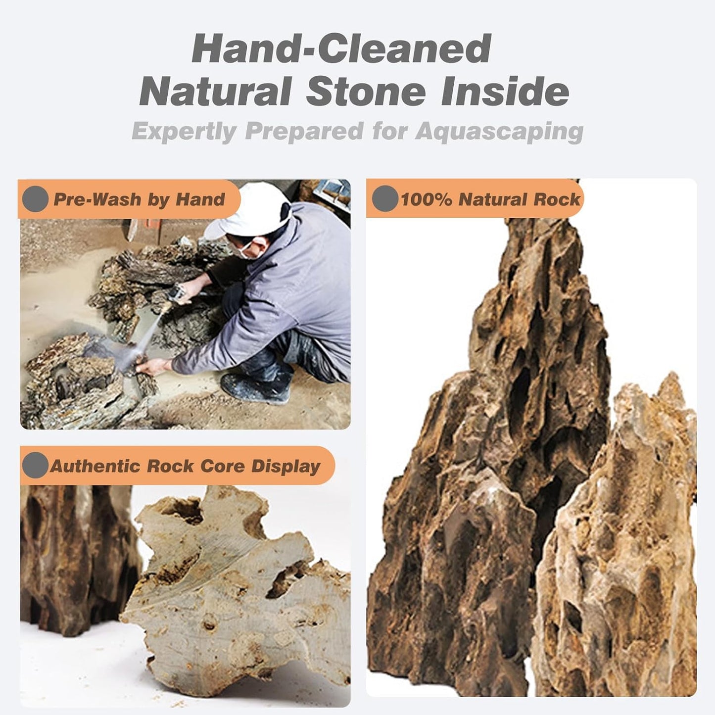 Unocho Aquarium Rocks Natural Dragon Stone Seiryu Rocks 20LB Fish Tank Rocks for Aquariums Landscaping Model Tank Decoration Paludarium Amphibian Enclosures(2-8 inches)