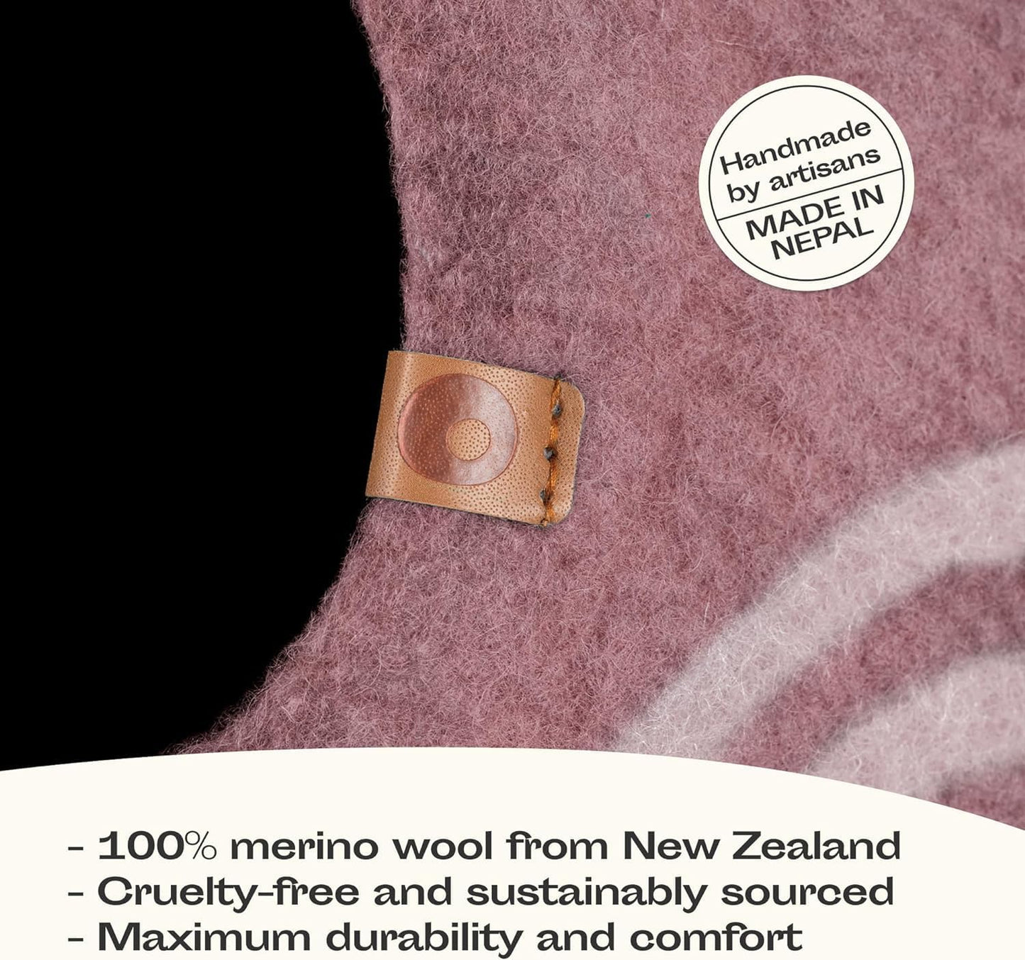 MEOWFIA Cat Cave – Premium Felt Cat Bed for Indoor Cats, Handmade 100% Merino Wool (Gold Rose, Large)