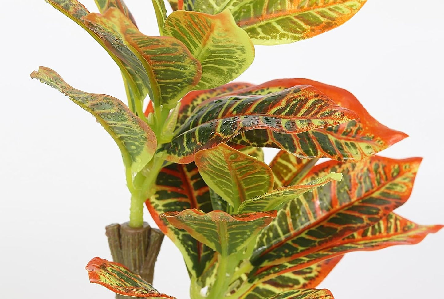 Reptile Terrarium Plants, Bearded Dragon Tank Decor Accessories For Ball Python Leopard Gecko Tree Frog Tarantula Lizard Corn Snake Tortoise Chameleon Crested Gecko - Fake Codiaeum Variegatum