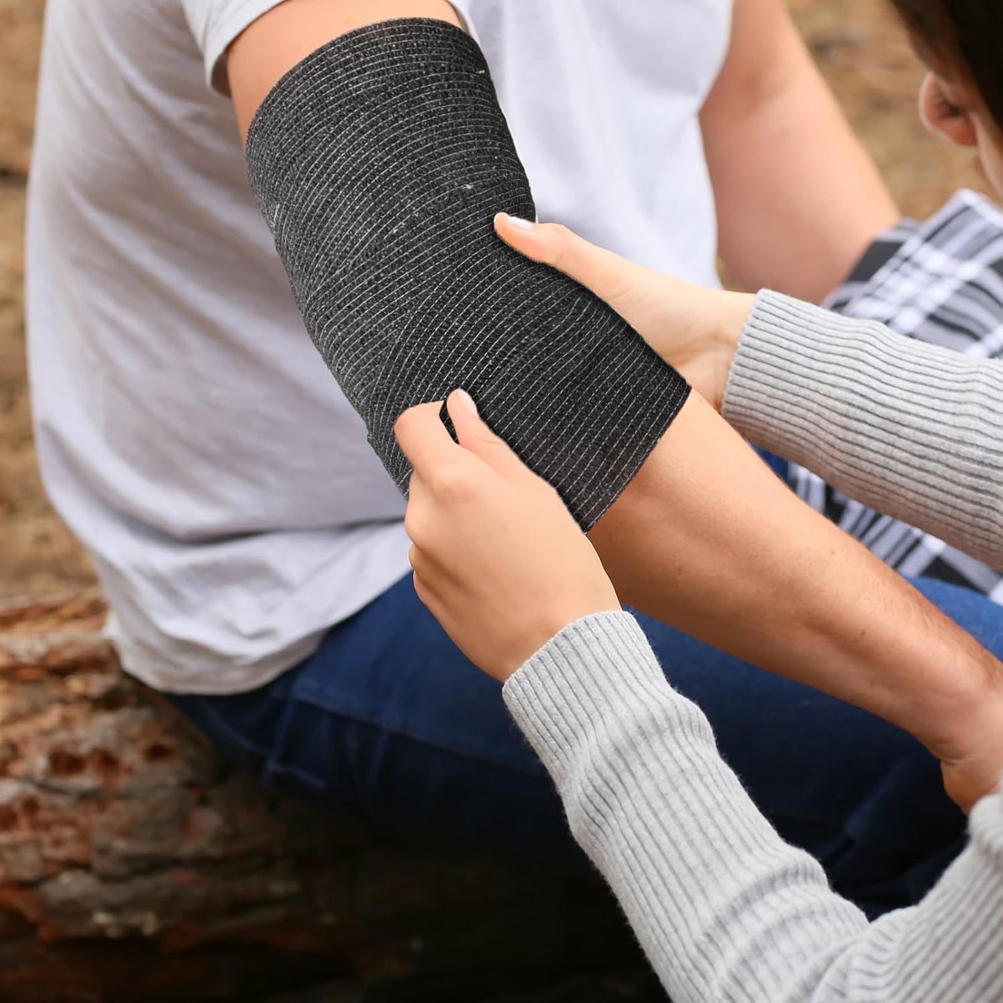 Treela 36 Pcs Self Adherent Bandage 2" X 5 Yard Wrap Breathable Cohesive Bandage Elastic Adhesive Tape for Stretch Athletic Sports Wrist Ankle(Black)