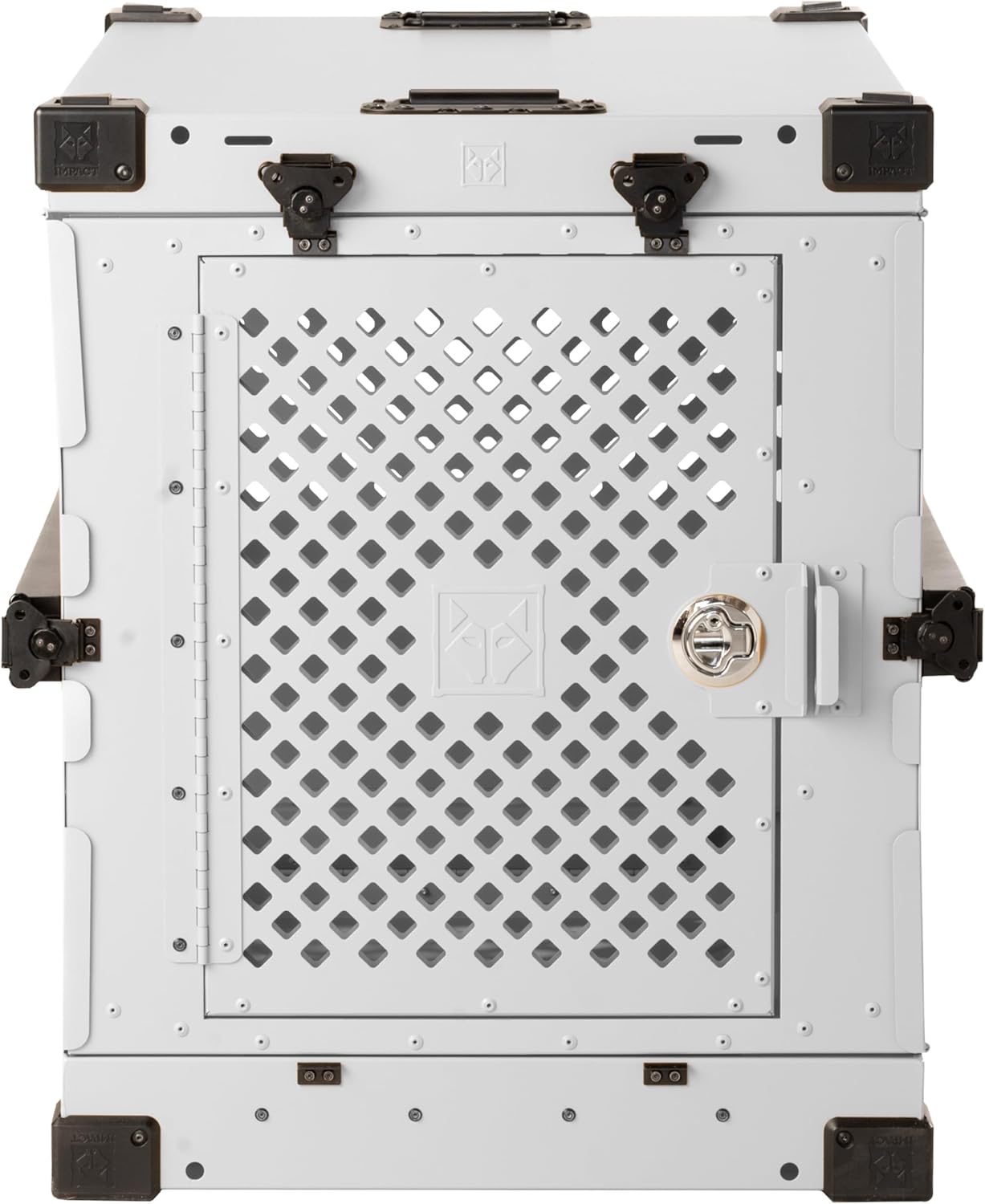 Impact Collapsible Dog Crate - Foldable Hard Crate for Extra Large Dogs - Heavy Duty Travel Kennel with Powder-Coated Aluminum - Quick Setup for Indoor & Outdoor (White, 40"+ (40.5" L x 27.5βW x 34" H