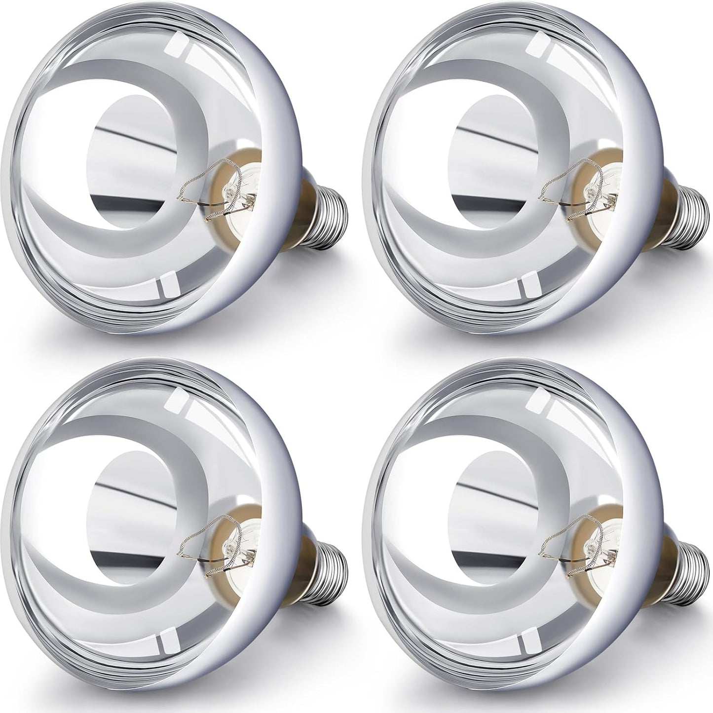 VIHOSE 4 Pack 150 Watt Heat Lamp 120v R40 Heat Lamp Bulbs Glass Incandescent Light Bulbs Incandescent Heating Lightbulbs for Reptiles Chicks Food Puppies Bathroom, Use E26 Base (Silver)