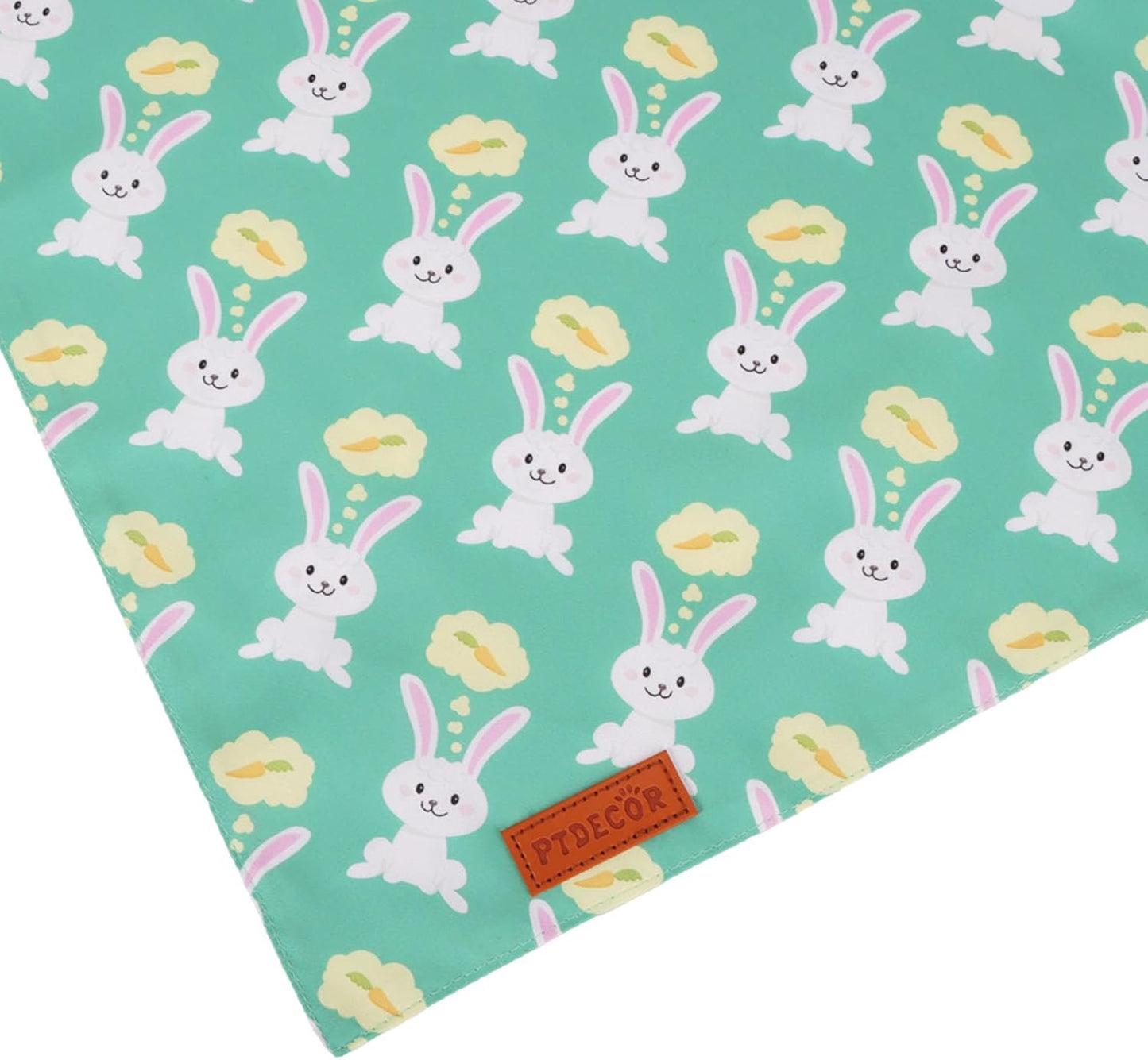 PTDECOR Easter Dog Bandana, Green and Yellow Rabbit Carrot Reversible Holiday Dog Scarf, Multi Size, Triangle Pet Easter Bandanas for Small Dogs Pets (Small)