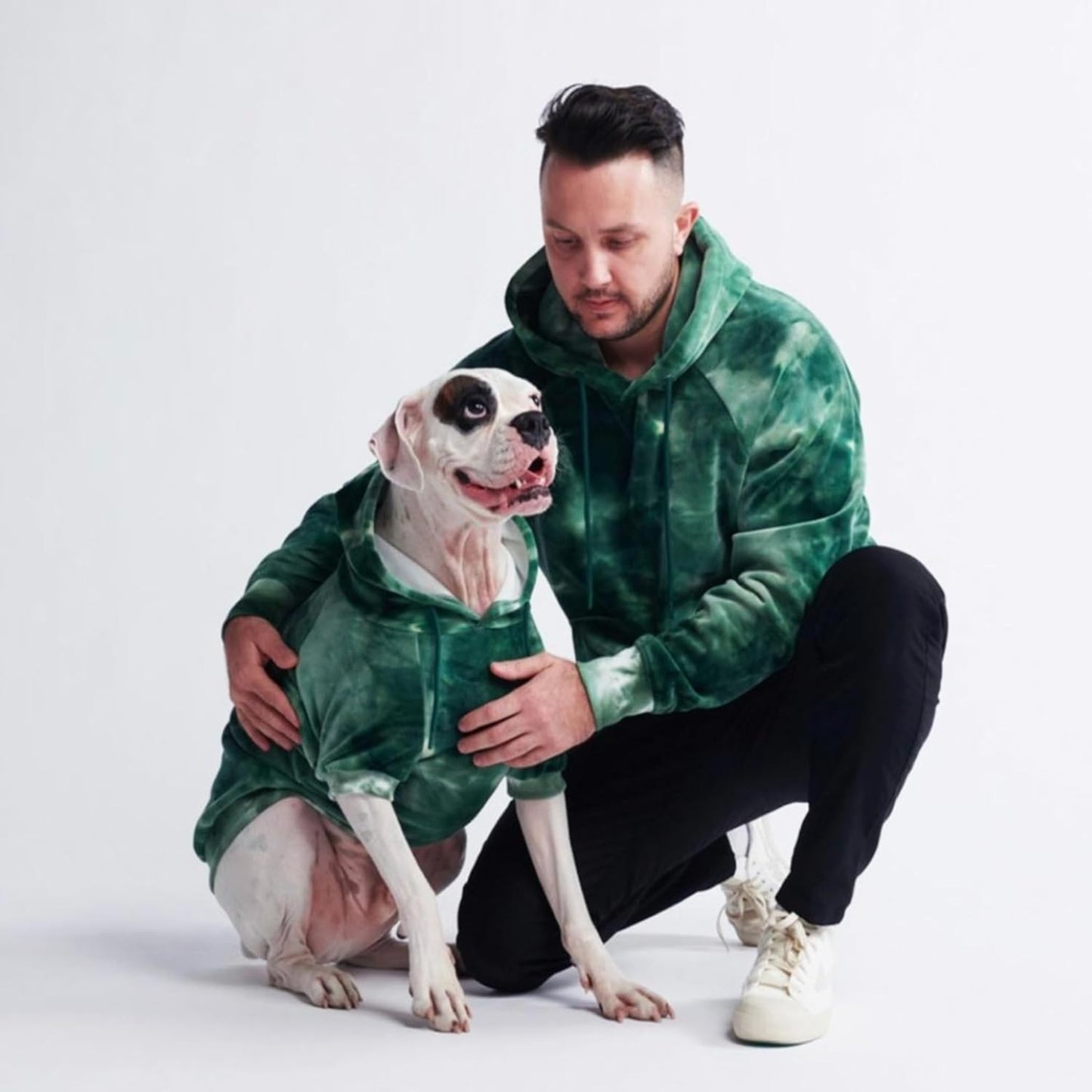 Spark Paws Dog Hoodie – Premium Dog Sweater for Small, Medium, and Large Dogs | Warm Outfits for French Bulldogs, Pitbull, Puppy, Winter Jacket Alternative - Green Skydye, L