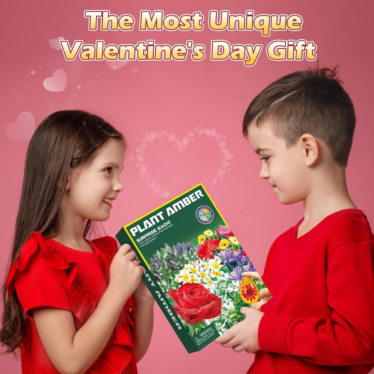 Flower Amber Dig Kit - 8 Flowers Specimens Excavation Kit, Flower Toy for Kids Girls, Plant Gift Dig Kits, Flower Plant Toys for Girls 6 and up Year Old Birthday Valentine's Day Gifts