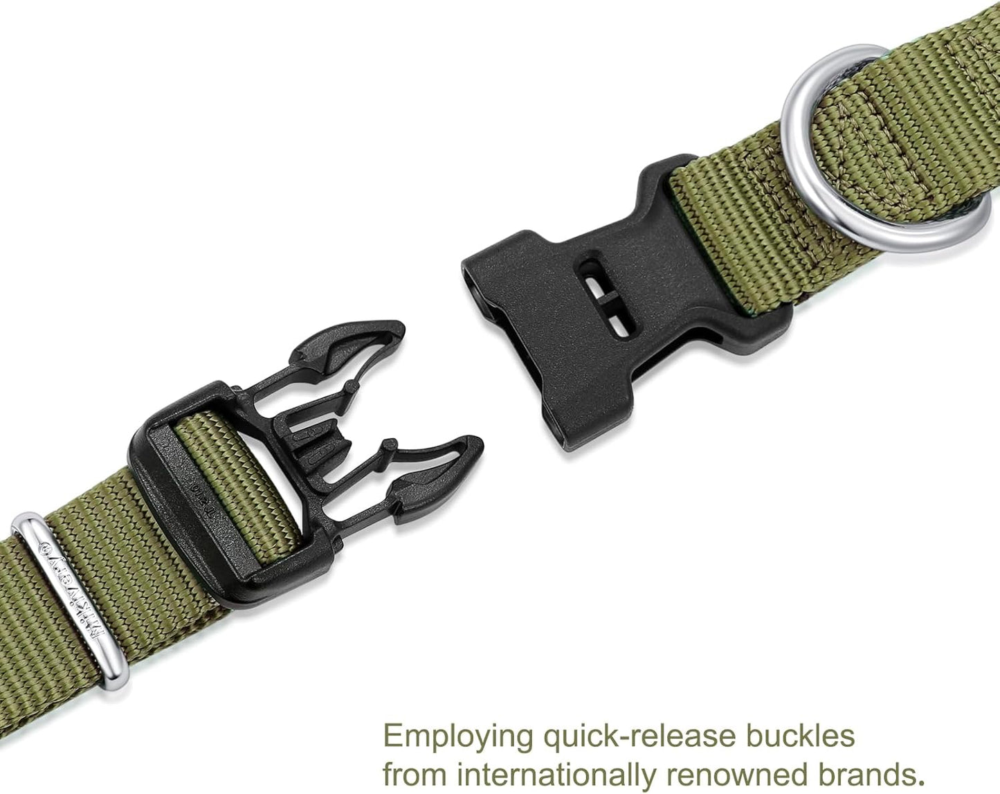 Mikivery Nylon Dog Collar with Quick Release Buckle Soft Adjustable Sturdy for Small Medium Large Dogs Military Green,M