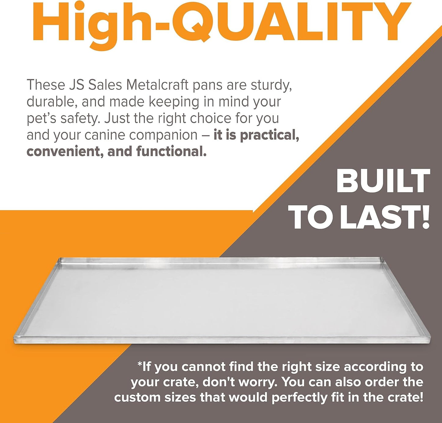 35" x 19.75" Metal Replacement Dog Crate Pan Chew Proof Crack Proof Pet Kennel Tray Central Dog Training Crate Pan Pet Supplies, Stainless Steel, 1" H