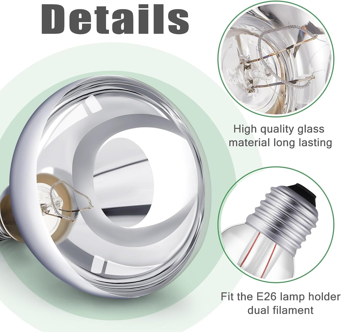 VIHOSE 12 Pack 250 Watt Heat Lamp 120v R40 Heat Lamp Bulbs Glass Incandescent Light Bulbs Incandescent Heating Lightbulbs for Reptiles Chicks Food Puppies Bathroom, Use E26 Base (Silver)