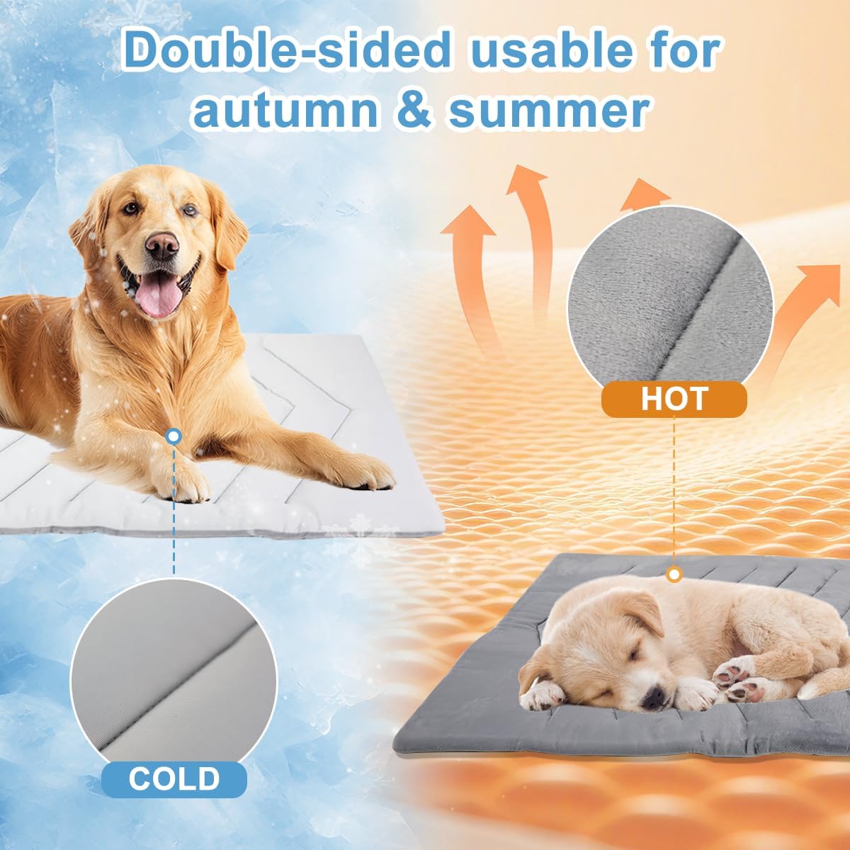 Dog Cooling Mat for Large Dogs 40 x 28''Self Coolings Foldable Cooling Pad,Q-MAX>0.5 Washable Ice Cool Fabric-Cool on Contact,Easy Washable Pet Pad for Kennel Sofa Floor Car Seats in Summer