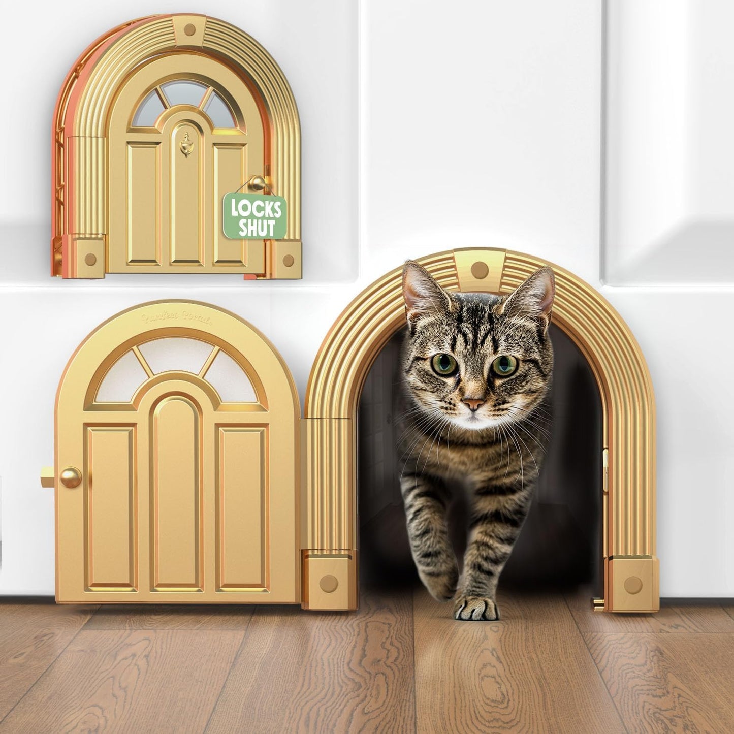 Meow Manor® Cat Door Interior Door - No-Flap, Interior Cat Door for Cats Up to 20 lbs, Easy DIY Setup, Secured Installation in Minutes, No Training Needed…