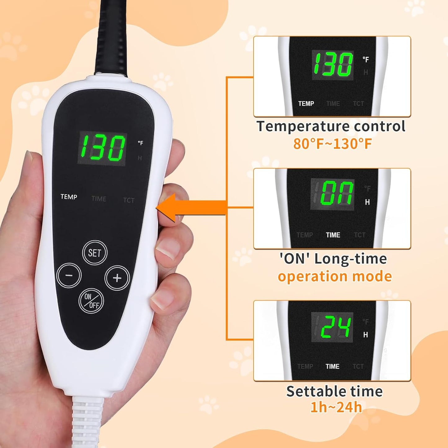 Dog Heating Pad,32×20 In Heating Pad For Dogs, Intelligent Temperature Control Switch With Normally Open On Function,Whelping Box With Reinforced Electric Wire Rope, Plush Fabric Cotton Cover-Apricot