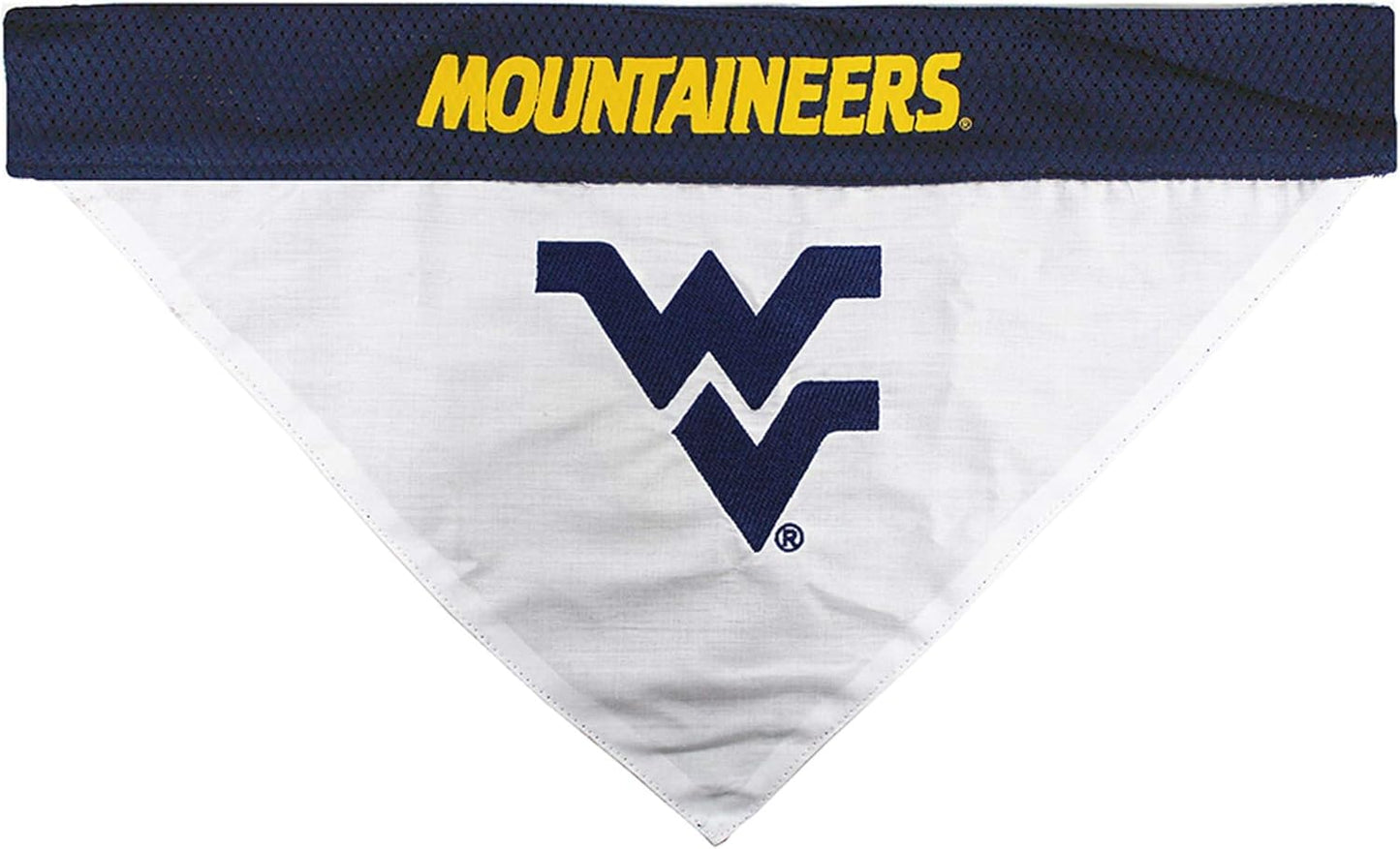 Pets First Collegiate Pet Accessories, Reversible Bandana, West Virginia Mountaineers Size Large/X-Large