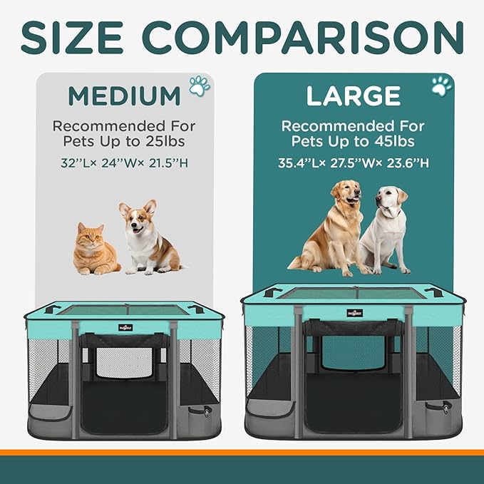 Pet Playpen, Foldable Waterproof Puppy Tent, Portable Cat Playpen, Dog Kennel, Breathable Mesh Crate, Play Pen with Carrying Case, Kitten Pennel, Indoor OutdoorTravel Camping for Small Animal.