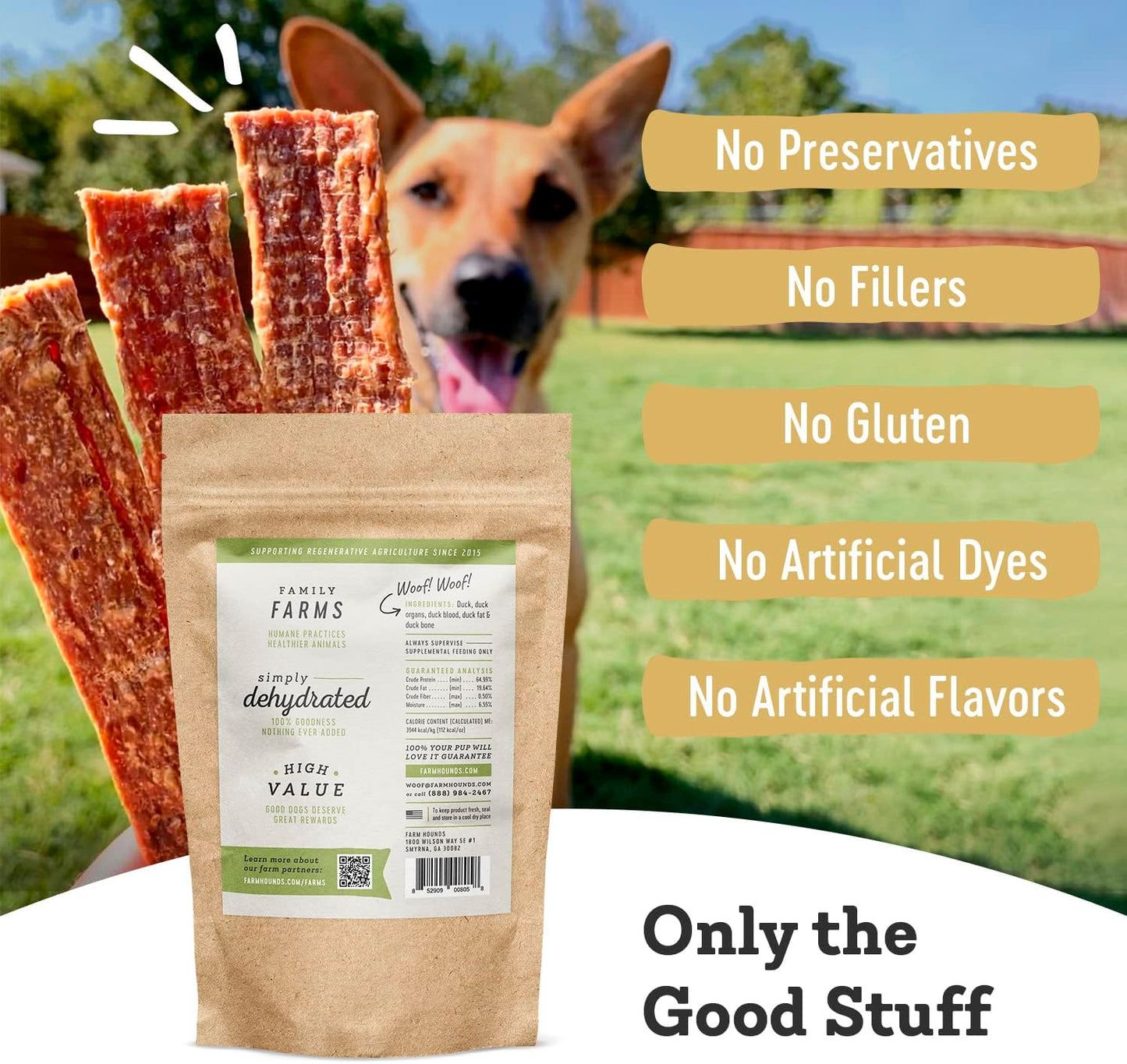 Farm Hounds - Duck Strips - Premium Natural Jerky for Dogs - Made from 100% Humanely Raised Duck - Break-to-Size - Great for Training & Treats - No Added Fillers - Made in USA - 4.5 oz - 1 Pack