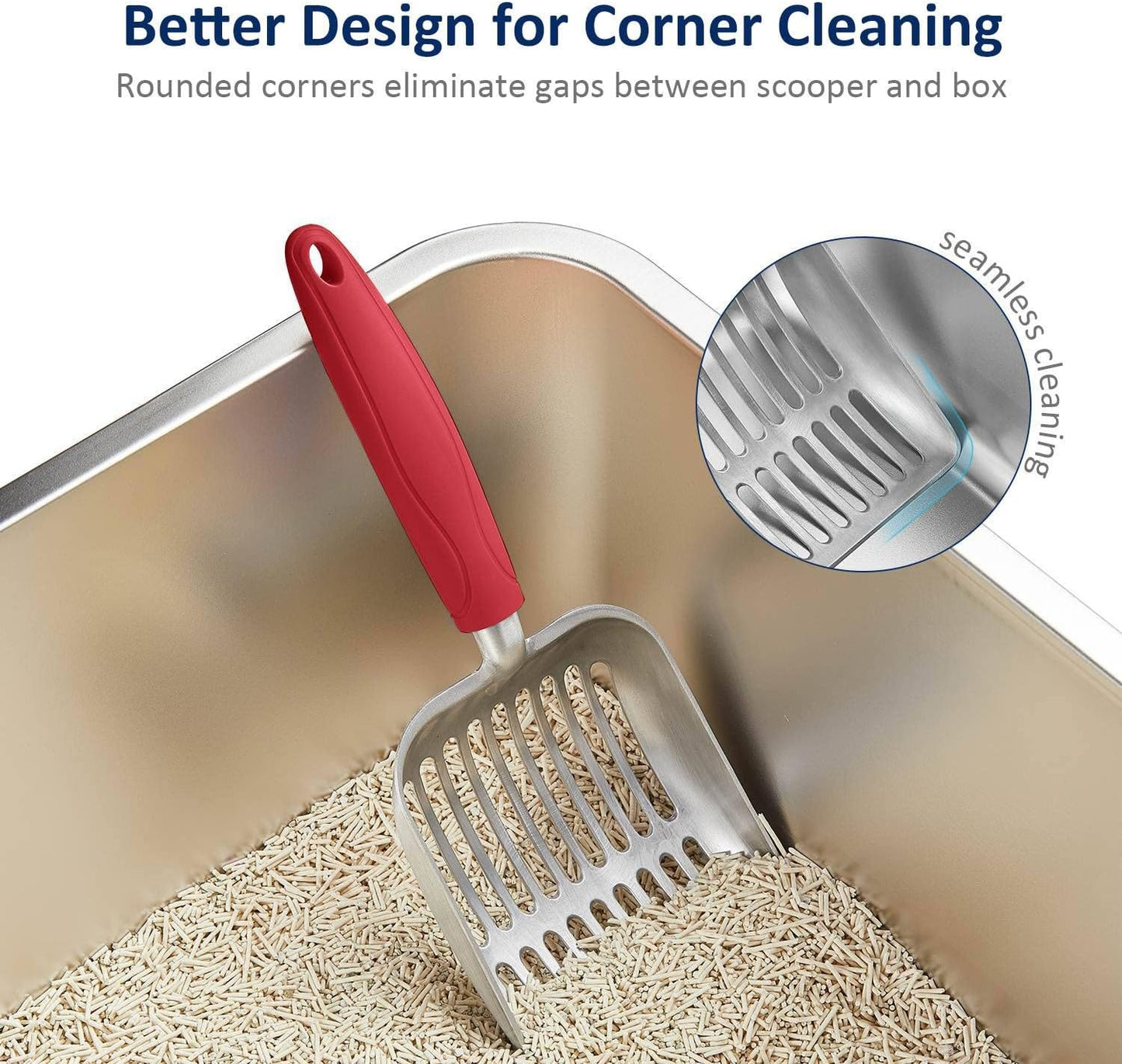 WePet Cat Litter Scoop, Aluminum Alloy Sifter, Kitty Metal Scooper, Deep Shovel, Long Handle, Poop Sifting, Kitten Pooper Lifter, Durable, Heavy Duty, for Litter Box