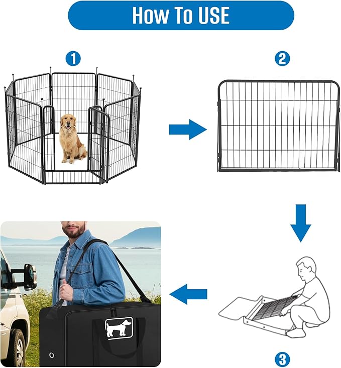 SIRUITON Dog Playpen Storage Bag Fits 50" H 8 Panels and 9 Stakes ,Dog Fence Travel Bag Suitable for Foldable Exercise Pet Playpen, Dog Fence Travel Bag with Reinforcing Plate & Shoulder