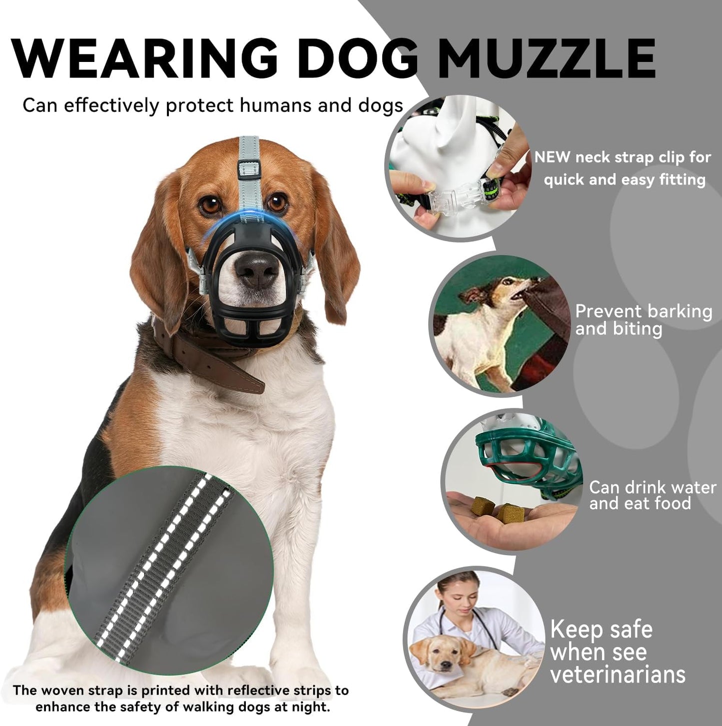 Dog Muzzle, Basket Muzzle for Small Medium Large Dogs, Anti-Biting and Chewing, Lightweight & Sturdy Cage Design, Allows Panting & Drinking, Ideal for Grooming & Training(Black Size S)