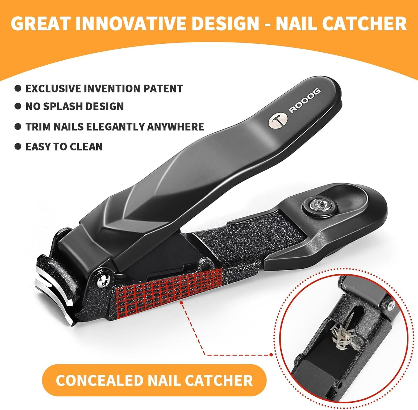 Nail Clippers for Men Women with Catcher,No Splash Ultra Sharp Professional Heavy Duty Nail Clipper,Adult Sturdy Fingernail Clipper & Toenail Clipper with Nano Nail File for Travel,Gifts