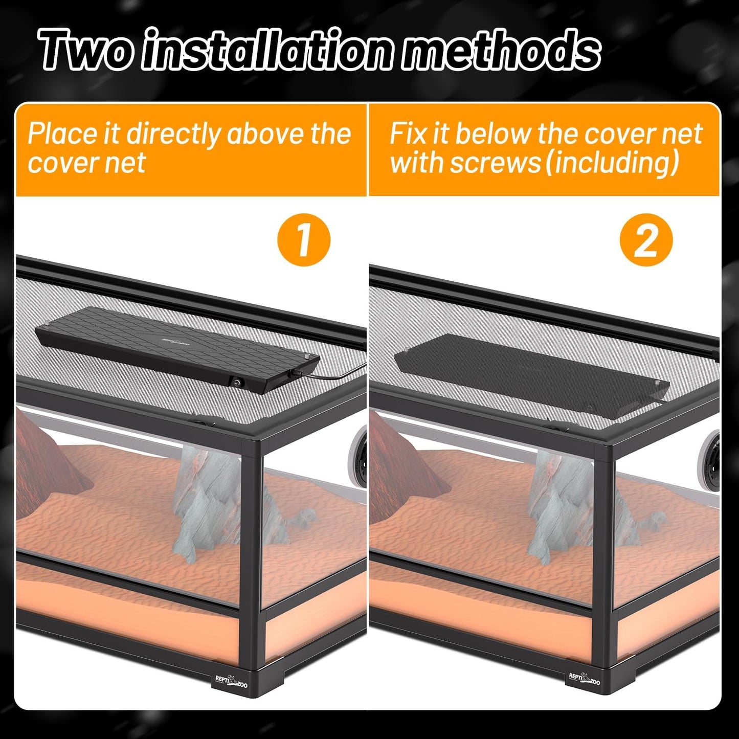 REPTI ZOO Reptile Heat Panel Adjustable Temperature Reptile Heating Plate, Mountable Under Lid, for Hermit Crabs/Leopard Geckos/Turtles/Snakes/Lizards