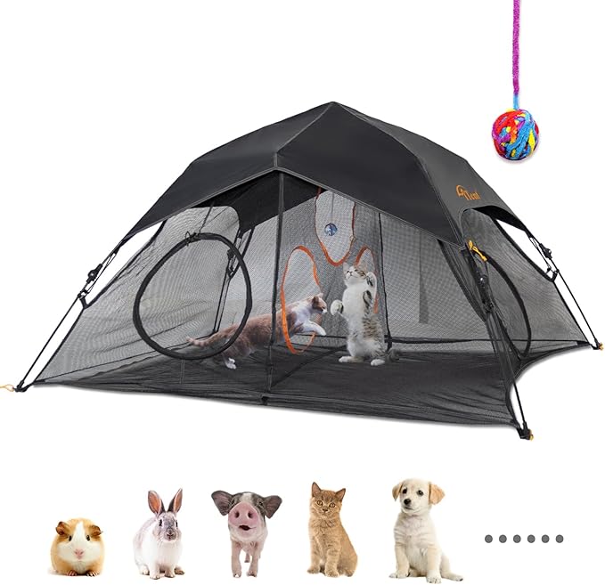 Outdoor Cat Play Tent for Indoors and Outdoors (X- Large Portable Pet House, Outdoor Cat Enclosure for Cats, Rabbits and Small Animals Easy to Connect with Run Tunnels, Cubes (Patented)