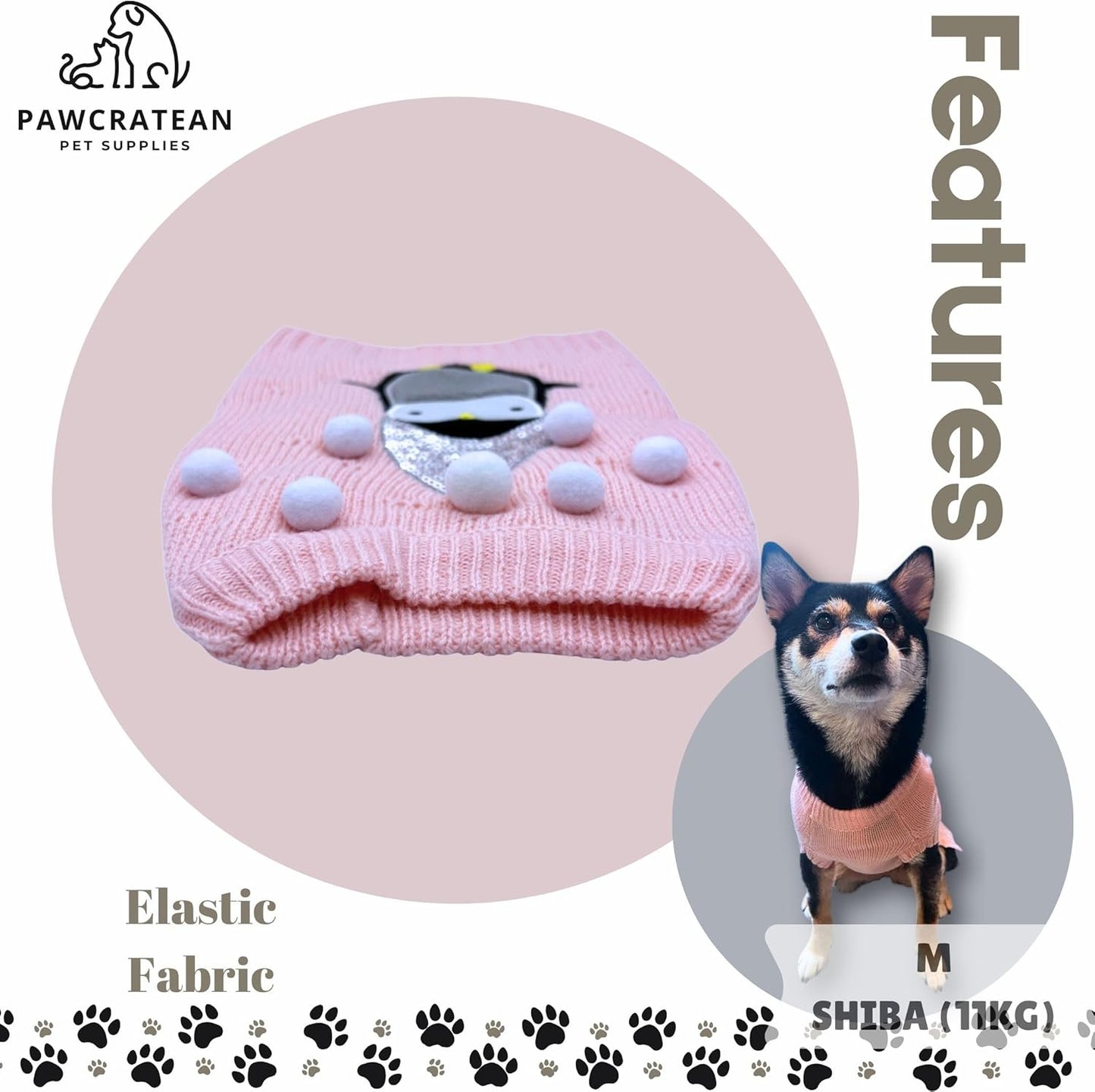 Cute Sweater for Dogs and Cats Soft Flannel Pet Outfit Warm and Cozy Animal Hoodie Small to Large Pet Clothes for Halloween Parties and Everyday Wear (Large, Pink Pinguin)