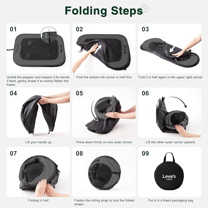 Love's Cabin Small Dog Tent Crates Cage Indoor/Outdoor, Portable Exercise Playpen for Dog and Cat, Foldable Pop Up Dog Kennel Playpen with Carrying Case (Grey)