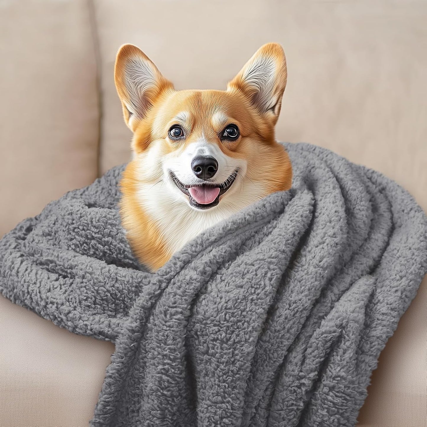 1 Pack 3 Calming Blankets Fluffy Premium Fleece Pet Blanket Soft Sherpa Throw for Dog Puppy Cat Grey Large (41" x31'')