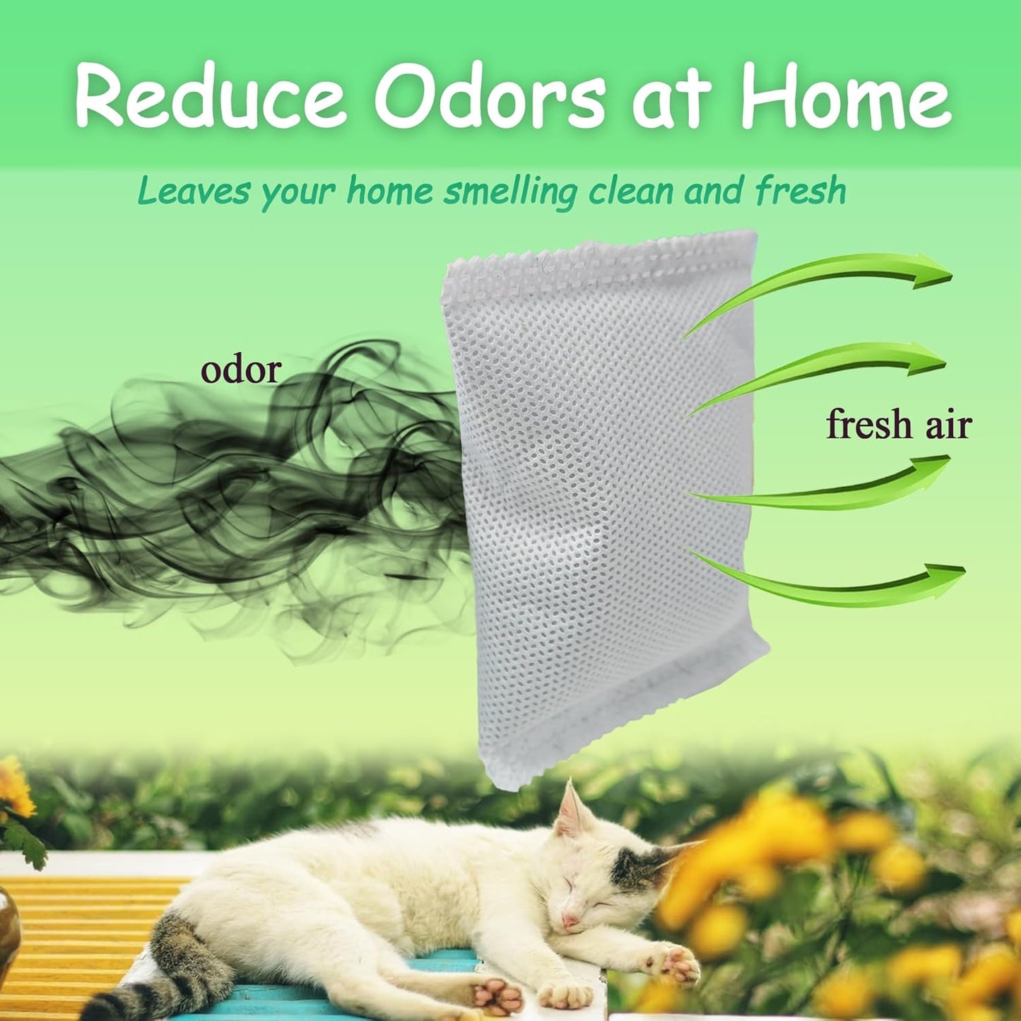 Activated Charcoal Odor Absorber Bags Compatible with OKSOTY Stainless Steel Cat Litter Box, Natural Coconut shell Charcoal Bags, Absorb Odors/Control Damp from Pets/Keep Home Fresh(6PCS)