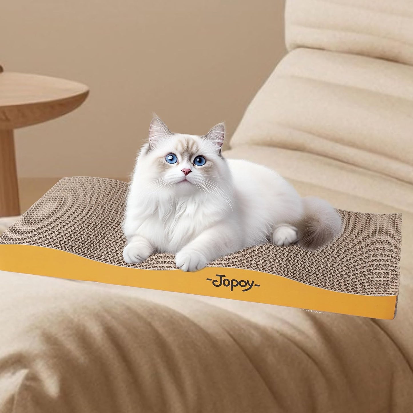 Cat Scratching Board, Corrugate Cat Scratcher for Indoor Cats with Catnip, Cat Scratch Pad with Scratch Textures Design, Cardboard Cat Scratcher with Double-Sided Usability