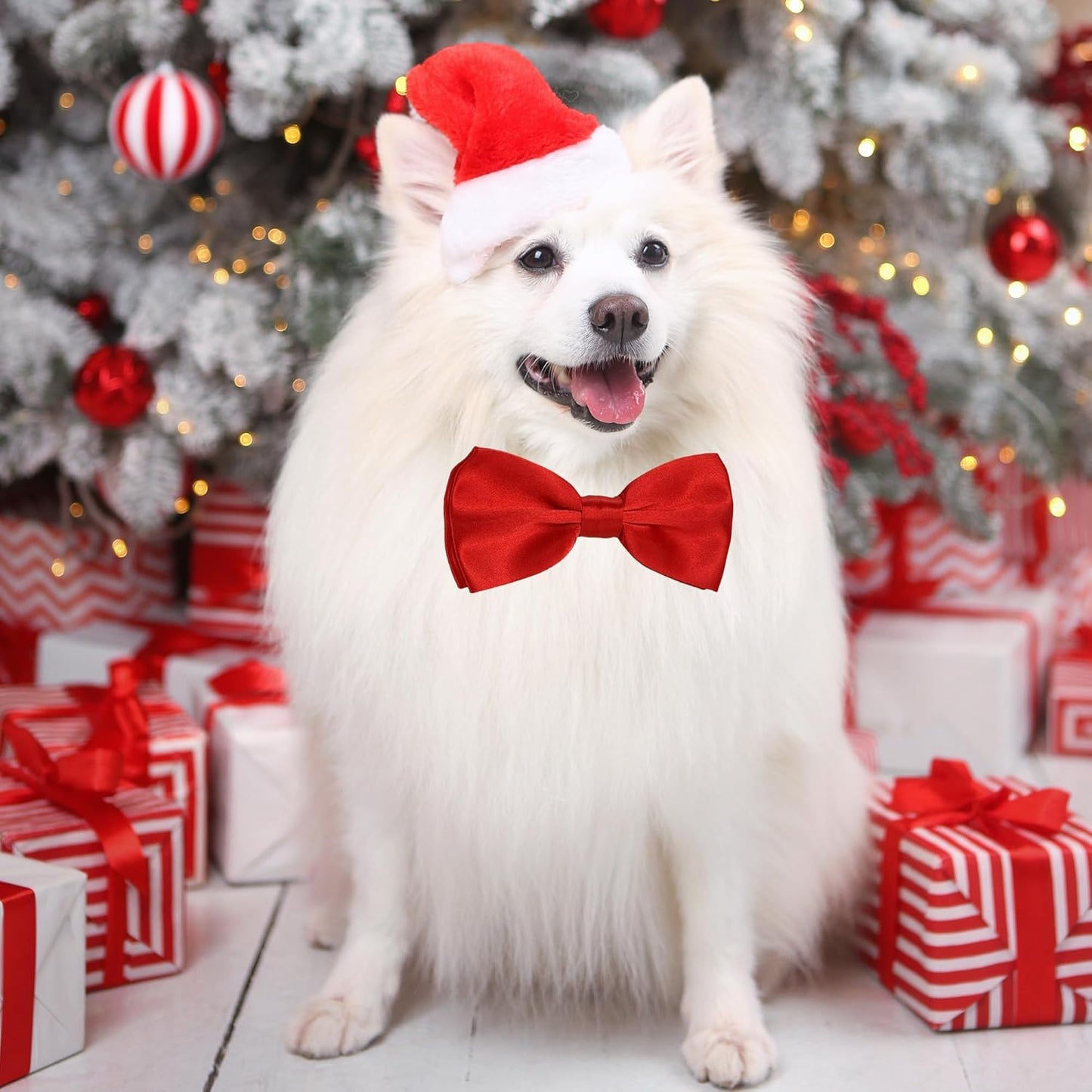 KOOMOX Red Bow for Dog, Adjustable Dog Bow Tie Collar for Medium and Large Dogs Cats Pets Wedding Birthday Graduation Christmas Holiday Homecoming Costumes, 1 Piece Red