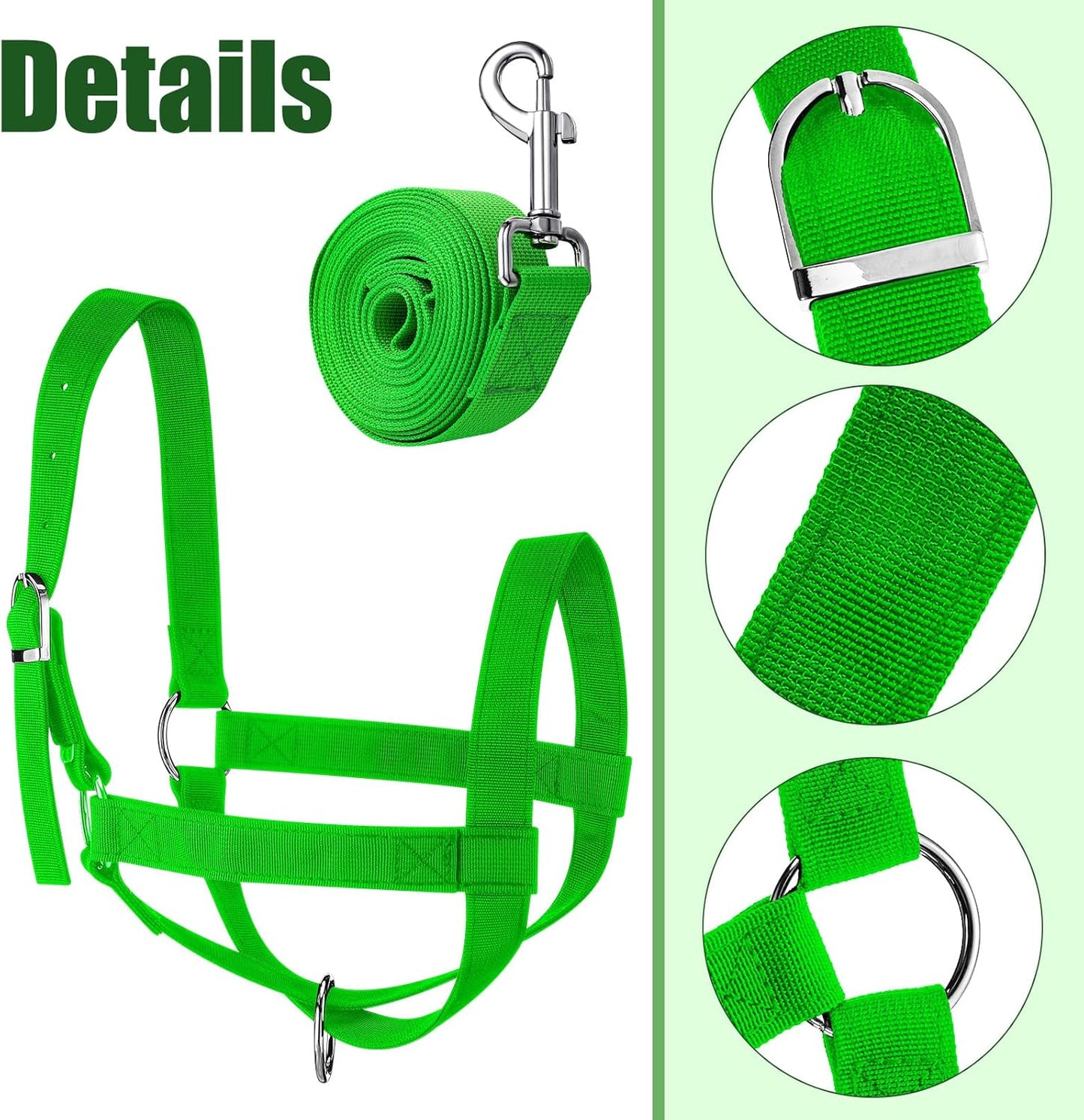 Hillban Cow Halter Cattle Halters Adjustable Calf Halter with Leading Rope for Miniature Horse Donkey Goat Foal Nylon Cattle Training Supplies