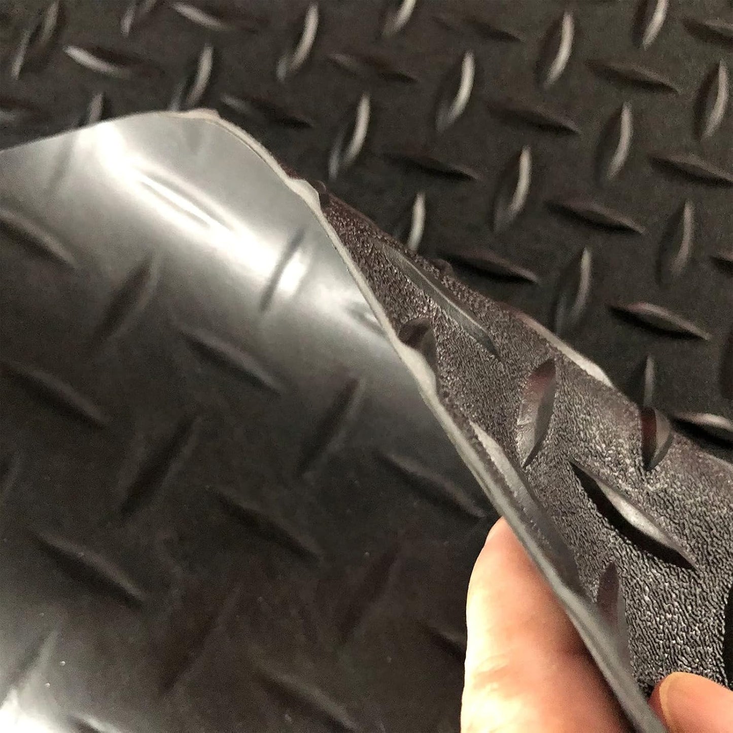 Boshen 7.5Ft x 17Ft Rubber Flooring Mats 2.9mm Thickened Diamond Plate Flooring Roll 127.5sqft Garage Floor Mats Non-Slip Floor Protector Mat for Garage Warehouse Gym Basement-Black